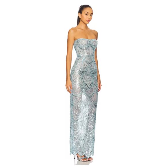 Bronx and Banco Giselle Maxi Dress in Powder Blue - Picture 2 of 7